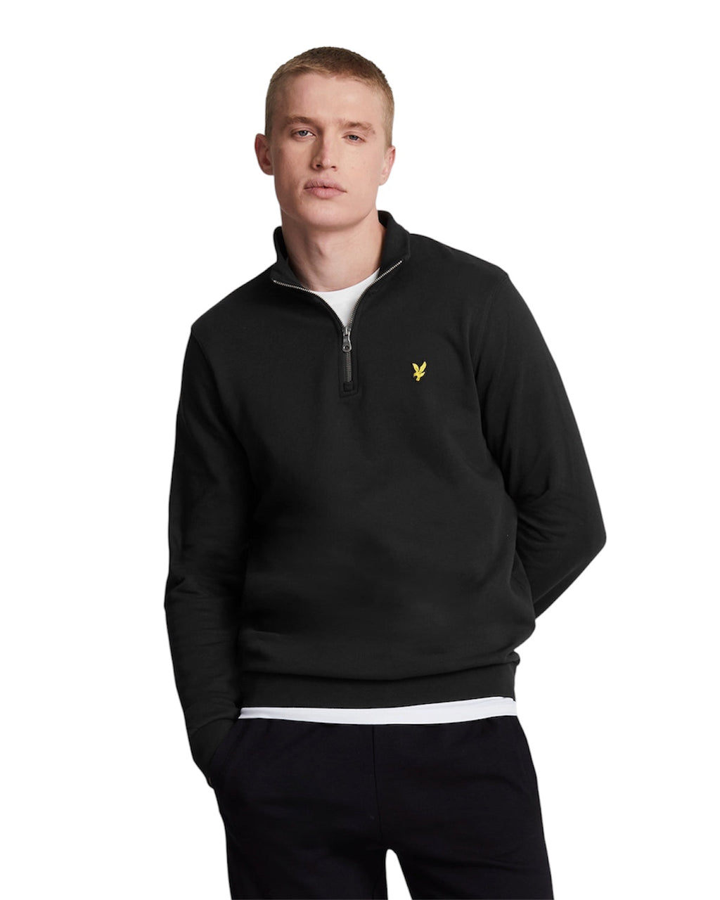 Lyle & Scott quarter zip majica crna